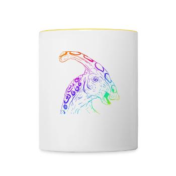 Dinosaurier Parasaurolophus Dino Geschenk - Tasse zweifarbig - Weiß/Gelb - Vorne