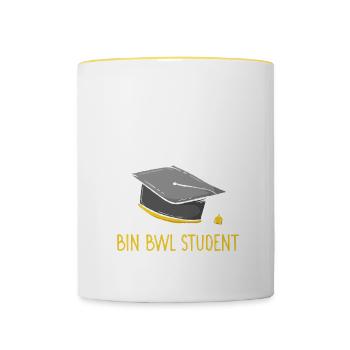 BWL Student Abschluss Bachelor Geschenk - Tasse zweifarbig - Weiß/Gelb - Vorne