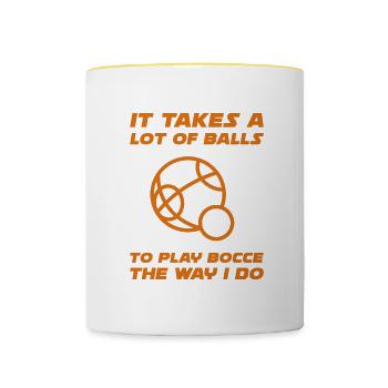 Boccia Ball Lawn Bowling Cadeau - Mug contrasté - blanc/jaune - Devant