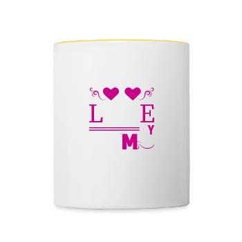 J’aime ma mère - Cadeaux de la fête des mères - Mug contrasté - blanc/jaune - Devant