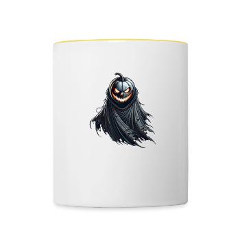 Zierkürbis mit Umhang - Tasse zweifarbig - Weiß/Gelb - Vorne