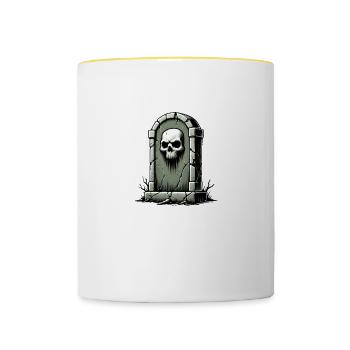 Grabstein - Tasse zweifarbig - Weiß/Gelb - Vorne