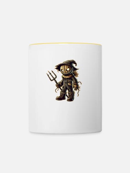 Vogelscheuche - Tasse zweifarbig - Weiß/Gelb