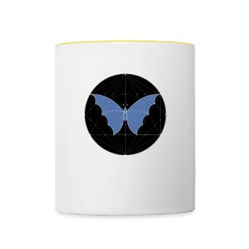 Géométrie sacrée papillon - Mug contrasté - blanc/jaune - Devant