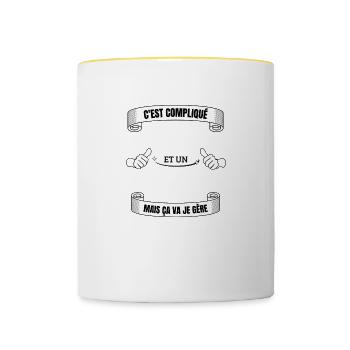 Rugbyman Bogosse Rugby - Mug contrasté - blanc/jaune - Devant