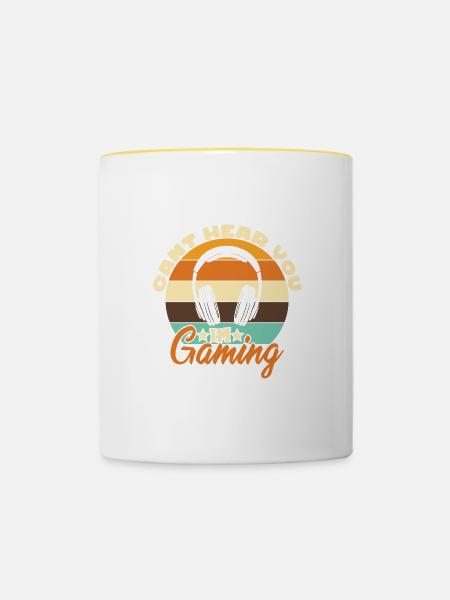 Désolé je ne peux pas vous entendre, je joue - Mug contrasté - blanc/jaune