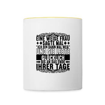 Abschiedsgeschenk Kollege Jobwechsel - Tasse zweifarbig - Weiß/Gelb - Vorne