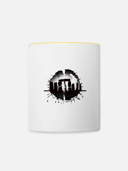 Stonehenge - Tasse zweifarbig - Weiß/Gelb