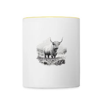 Highland cow - Contrasting Mug - white/yellow - Front