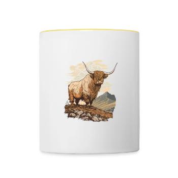Highland cow - Contrasting Mug - white/yellow - Front