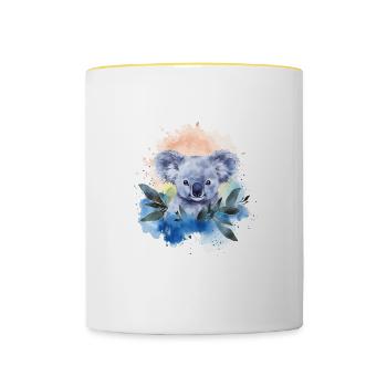 Entzückende Aquarell-koala-kunst - Tasse zweifarbig - Weiß/Gelb - Vorne
