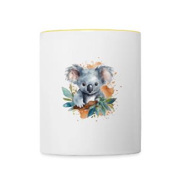 Entzückende Aquarell-koala-kunst - Tasse zweifarbig - Weiß/Gelb - Vorne