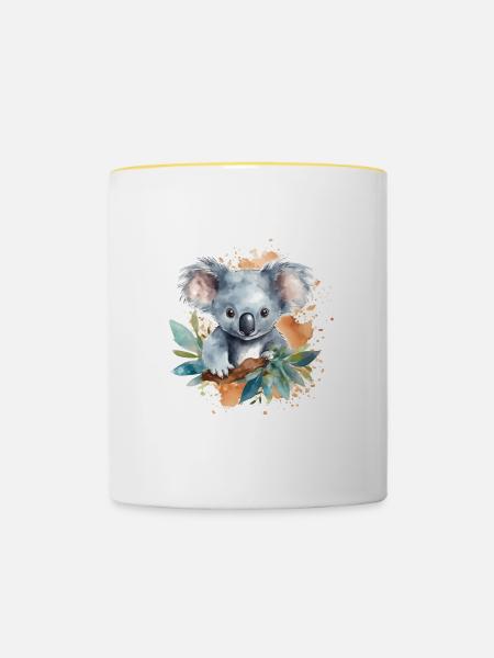 Entzückende Aquarell-koala-kunst - Tasse zweifarbig - Weiß/Gelb