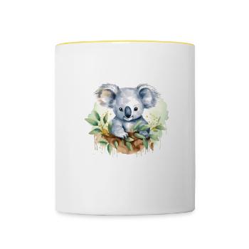 Entzückende Aquarell-koala-kunst - Tasse zweifarbig - Weiß/Gelb - Vorne