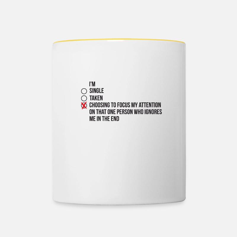 Complicated relationship status - single - Contrasting Mug - white/yellow