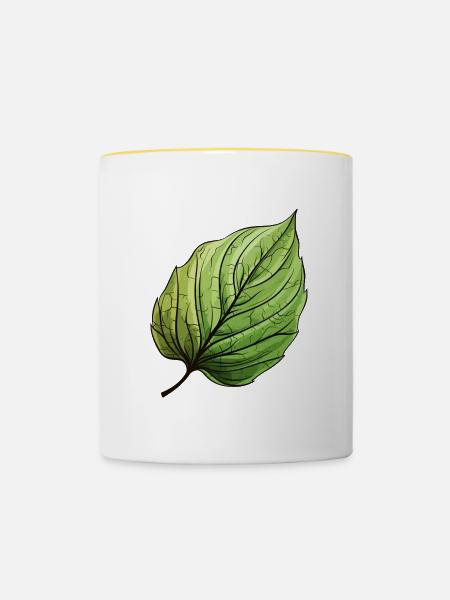 Blatt Gün - Tasse zweifarbig - Weiß/Gelb