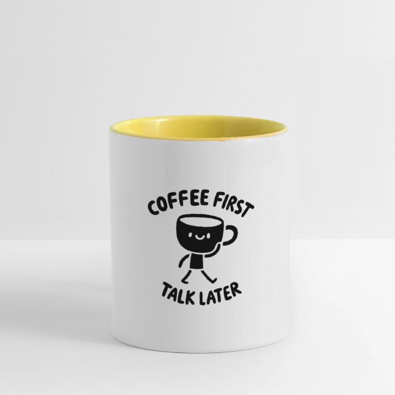 Coffee First - Talk Later Java Brew Humour Mug contrasté