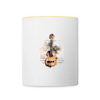 Classic Guitar Reverie – Watercolor Melodies - Contrasting Mug - white/yellow - Front