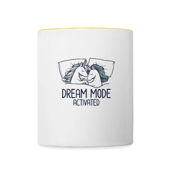 Lustige Schlafende - Tasse zweifarbig - Weiß/Gelb - Vorne