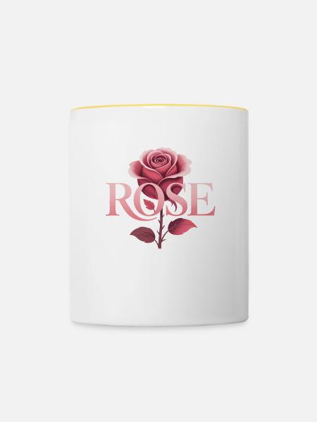 Rose - Cooles botanisches Logo - Tasse zweifarbig - Weiß/Gelb