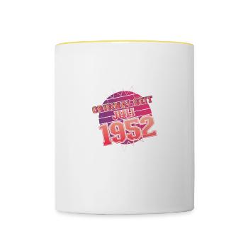 Juillet 1952 - Cadeau du 70e anniversaire. Allemand. - Mug contrasté - blanc/jaune - Devant