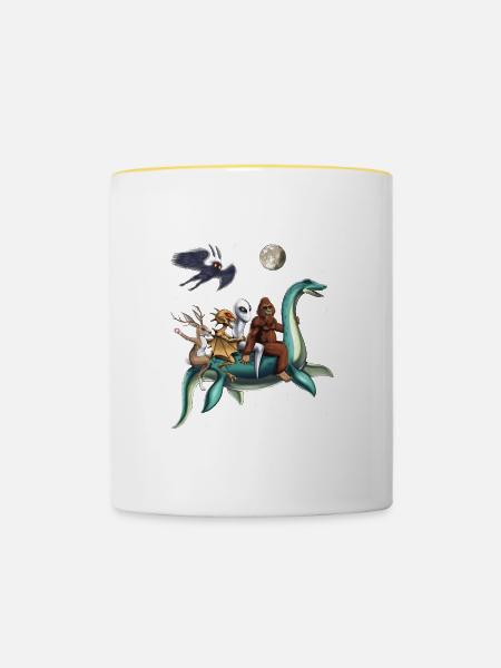 Die Reise der Kryptiden - Tasse zweifarbig - Weiß/Gelb