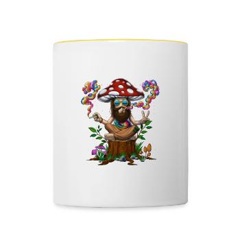 Tie-Dye Hippie Mushroom - Contrasting Mug - white/yellow - Front