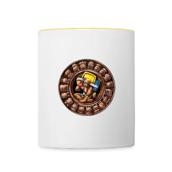 Ancient Mayan Calendar - Contrasting Mug - white/yellow - Front