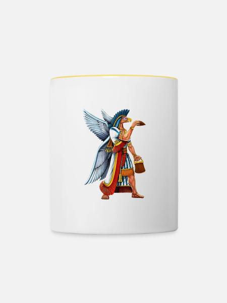 Uralter Anunnaki-Gott - Tasse zweifarbig - Weiß/Gelb