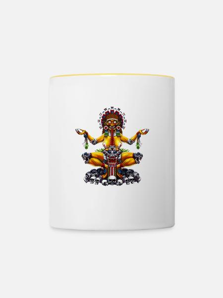 Aztekische Göttin Tlaltecuhtli - Tasse zweifarbig - Weiß/Gelb
