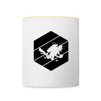 Plongée Libre Plongée Homme Plongeur Plongeur - Mug contrasté - blanc/jaune - Devant