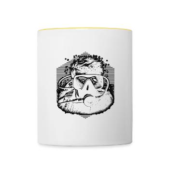 Plongée sous-marine Plongeuse Femmes Plongeuse Libre - Mug contrasté - blanc/jaune - Devant