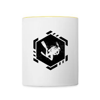 Plongée sous-marine Scuba Taucher Plongée libre Taucher - Mug contrasté - blanc/jaune - Devant
