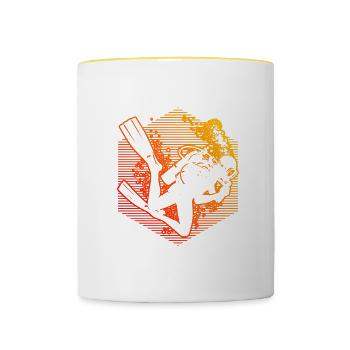 Plongée Hommes Scuba Diver Plongée sous-marine - Mug contrasté - blanc/jaune - Devant