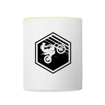 Motocross Freestyle Femme Motocross Homme - Mug contrasté - blanc/jaune - Devant