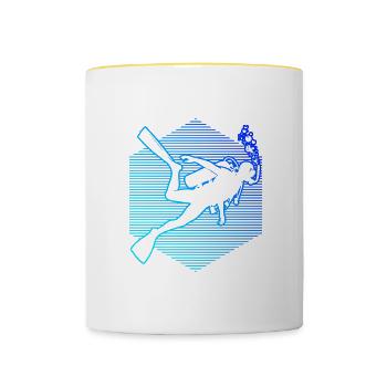 Tauchen Damen Scuba Diver Diver Scuba Tauchen - Tasse zweifarbig - Weiß/Gelb - Vorne