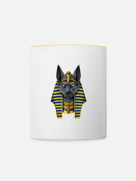 Ägyptischer Gott Anubis - Tasse zweifarbig - Weiß/Gelb