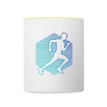 Course Femmes Hommes Jogging Cross Country Course à pied - Mug contrasté - blanc/jaune - Devant