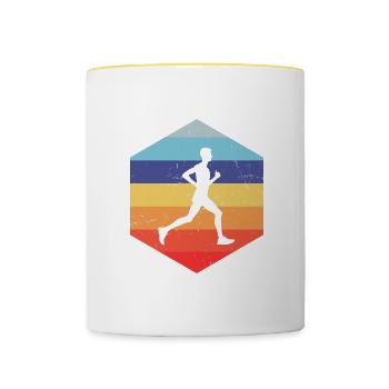Cross Country Running Jogging Hommes Jogging - Mug contrasté - blanc/jaune - Devant