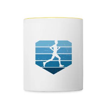 Course Hommes Femmes Course Jogging Jogging - Mug contrasté - blanc/jaune - Devant