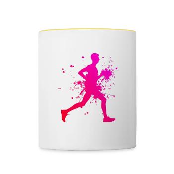 Course à pied Course à pied Jogging Course Femmes Fitness - Mug contrasté - blanc/jaune - Devant