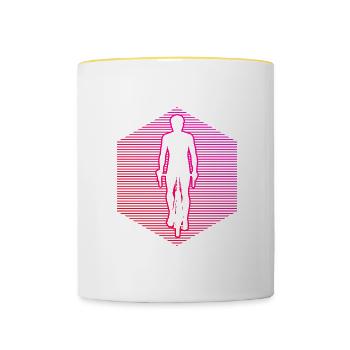VTT Cycliste Vélo Homme VTT - Mug contrasté - blanc/jaune - Devant