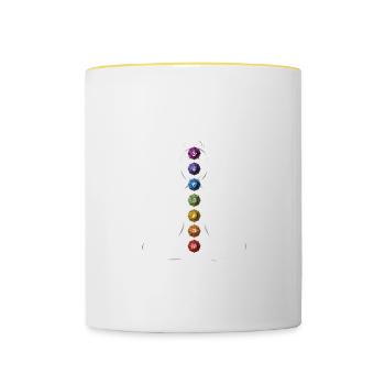 Chakra de méditation - Mug contrasté - blanc/jaune - Devant