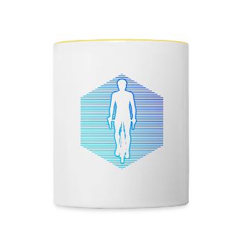Cycling Cyclist Bike Men Mountain Bike - Contrasting Mug - white/yellow - Front