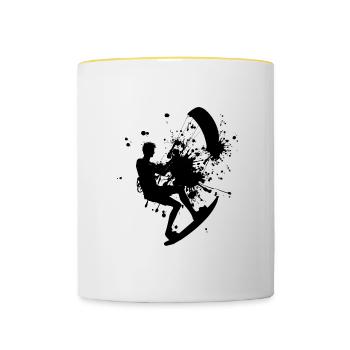 Men's Kitesurfer Kiting Kitesurfing Kitesurfing - Contrasting Mug - white/yellow - Front