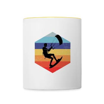 Men's Kitesurfer Women's Kite Kitesurf Kiting - Contrasting Mug - white/yellow - Front
