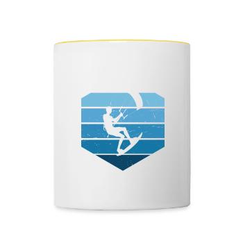 Men's Kite Kitesurfer Kitesurfing Kitesurfing - Contrasting Mug - white/yellow - Front