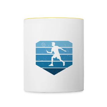 Badminton Players Men Women Squash Badminton - Contrasting Mug - white/yellow - Front