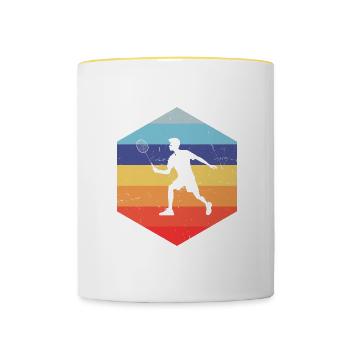 Badminton Women Men Badminton Player Badminton - Contrasting Mug - white/yellow - Front