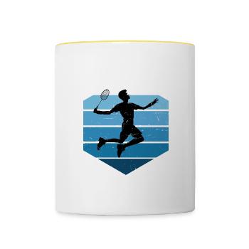 Badminton player badminton men badminton - Contrasting Mug - white/yellow - Front